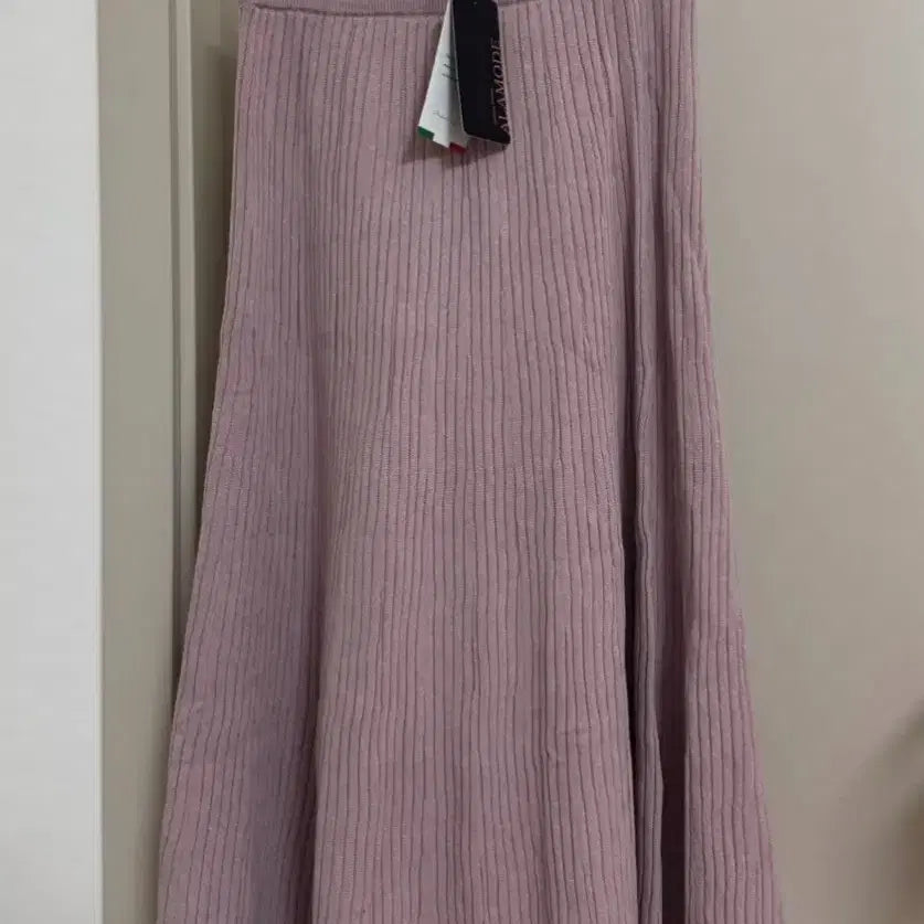 [BUNJANG] Viscose Blend Pink Knit Long Skirt / [새상품] 비스코스 핑크 니트 롱스커트 A라인
