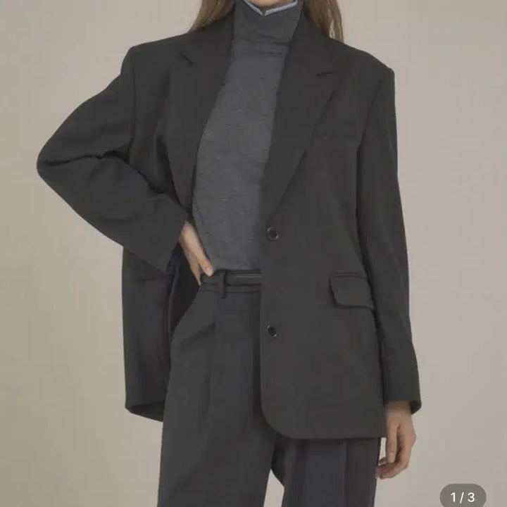 [BUNJANG] Siyaju Essential Oversized Single Blazer Jacket Charcoal / 시아쥬 에센셜 오버핏 싱글 블레이저 자켓 차콜