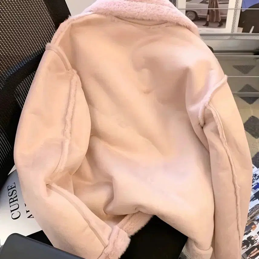 [BUNJANG] Pink Faux Suede Coat / 새상품 무스탕 분홍색