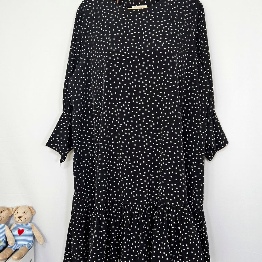 [BUNJANG] Here Dingdong Dot Frill Midi Dress / 딩동 :) 도트 프릴 미디원피스