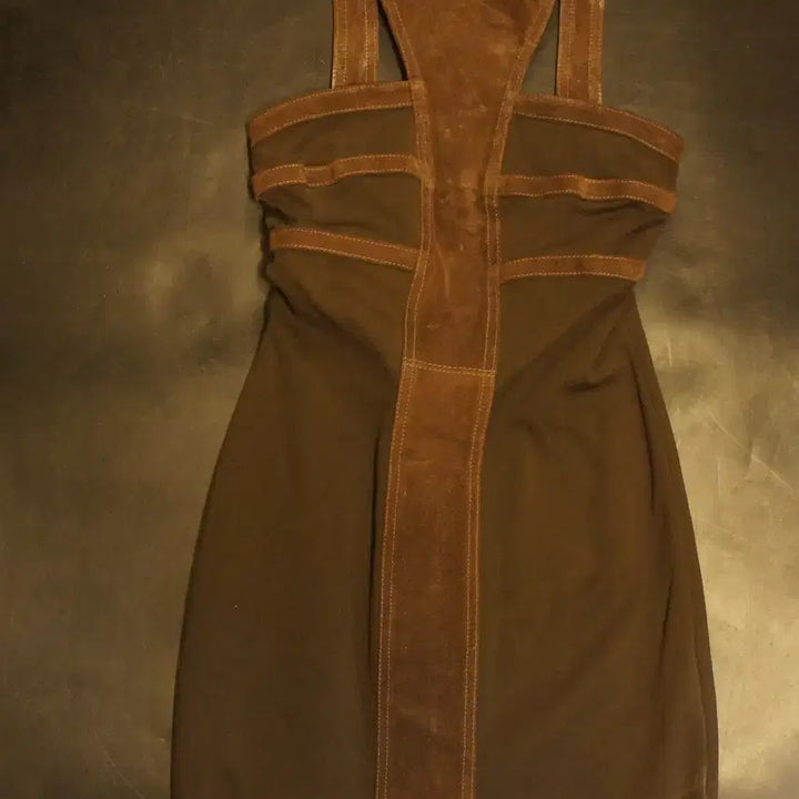 [BUNJANG] Vintage Leather Mini Slip Dress / 1363 가죽빈티지원피스 미니원피스 끈나시원피스 슬립원피스 케주얼원피스