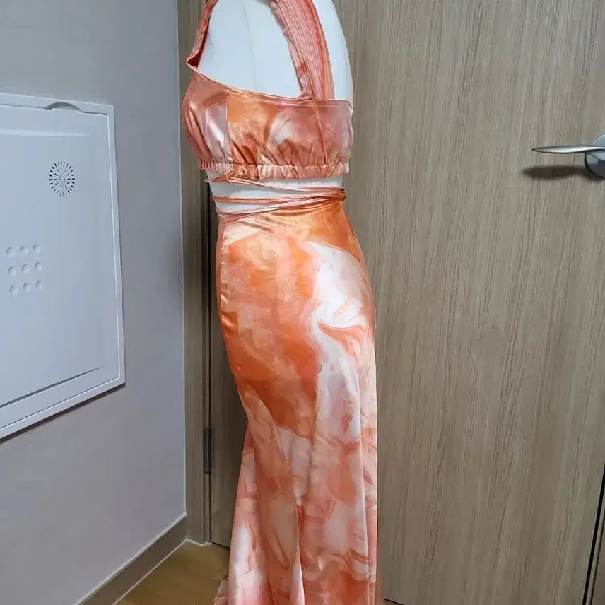 [BUNJANG] Orange Marble Two-Piece Set / 여름 오렌지 투피스 S