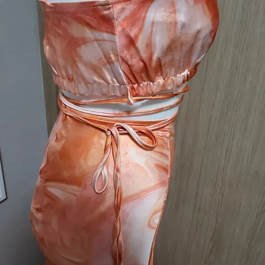 [BUNJANG] Orange Marble Two-Piece Set / 여름 오렌지 투피스 S