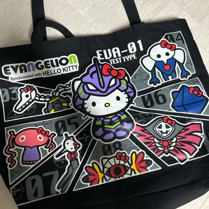 [BUNJANG] Evangelion X Hello Kitty Tote Bag / 에반게리온 X 헬로키티 콜라보 토트백