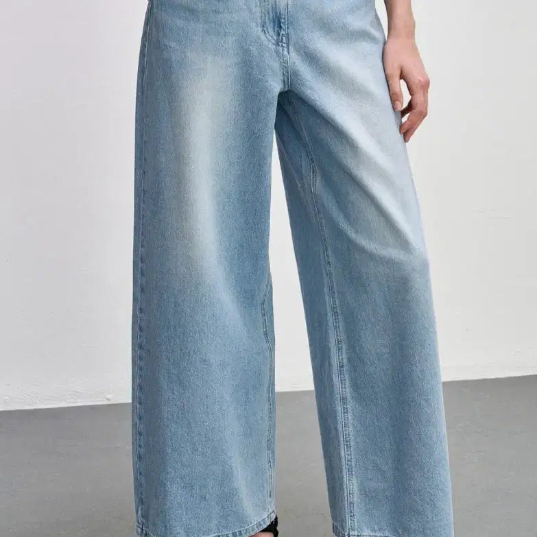 [BUNJANG] Hansum System Belted Wide Denim Pants / 한섬시스템 와이드데님