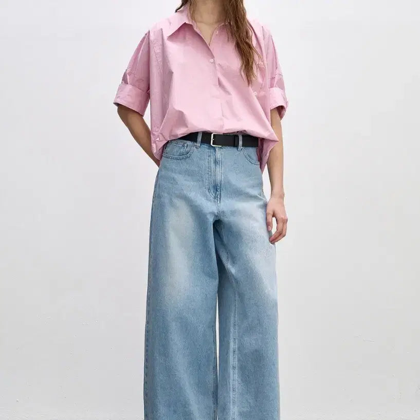 [BUNJANG] Hansum System Belted Wide Denim Pants / 한섬시스템 와이드데님