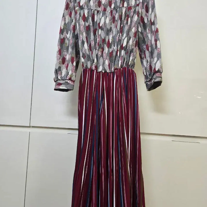 [BUNJANG] Vintage Patterned Striped Long Dress / 빈티지 패턴 스트라이프 롱 원피스