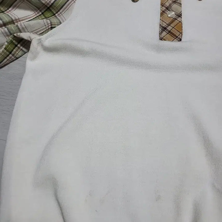 [BUNJANG] Layered Checkered Shirt Knit Top / 체크 셔츠 레이어드 니트