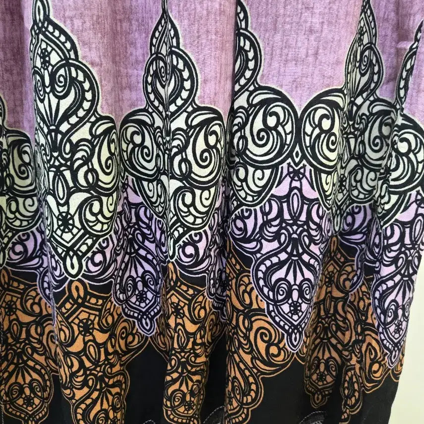 [BUNJANG] Bohemian Style Long Purple Pattern Dress / 보헤미안 스타일 롱 원피스 퍼플 패턴