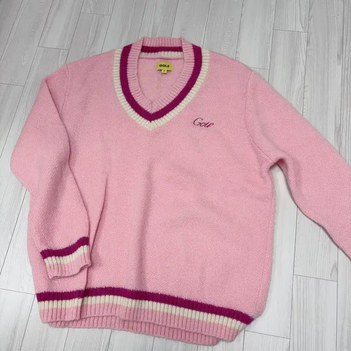 [BUNJANG] Golf Wang V-Neck Knit Pink / 골프왕 브이넥 니트 핑크
