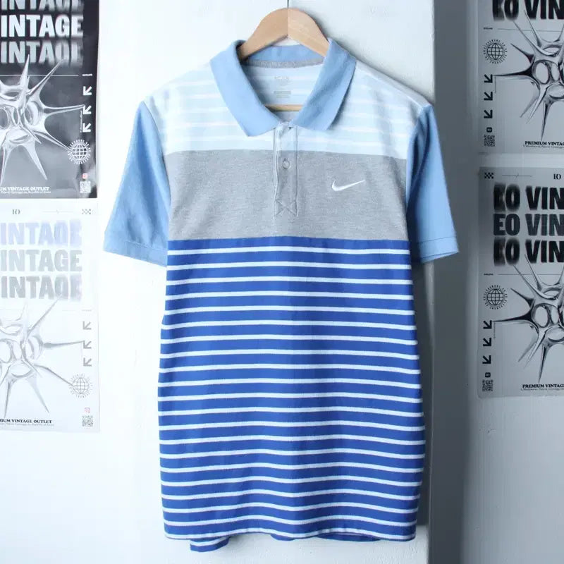 [BUNJANG] Nike Blue Polo Shirt / (L-2XL) 나이키 반팔 카라 티셔츠 빅사이즈 블루 올드스쿨-183E6