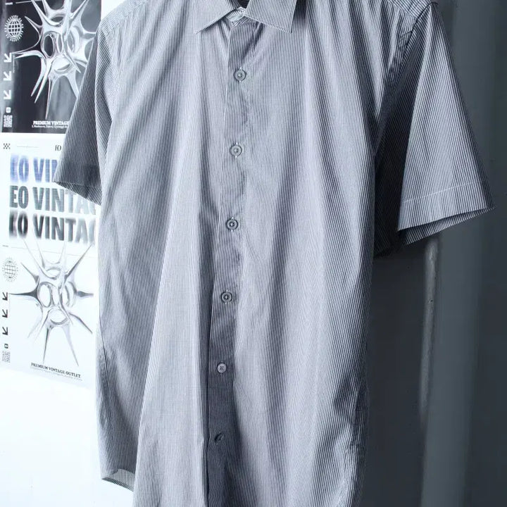 [BUNJANG] Beanpole Striped Polo Shirt / (M) 빈폴 반팔 카라 티셔츠 셔츠 남방 스트라이프 그레이-183A5
