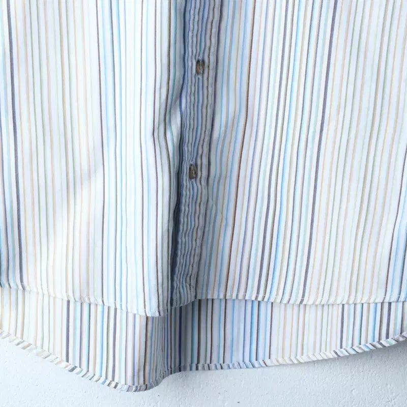 [BUNJANG] Chaps Striped Polo Shirt / (M) 챕스 반팔 카라 티셔츠 셔츠 남방 스트라이프 블루-183A7
