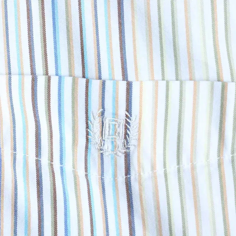 [BUNJANG] Chaps Striped Polo Shirt / (M) 챕스 반팔 카라 티셔츠 셔츠 남방 스트라이프 블루-183A7