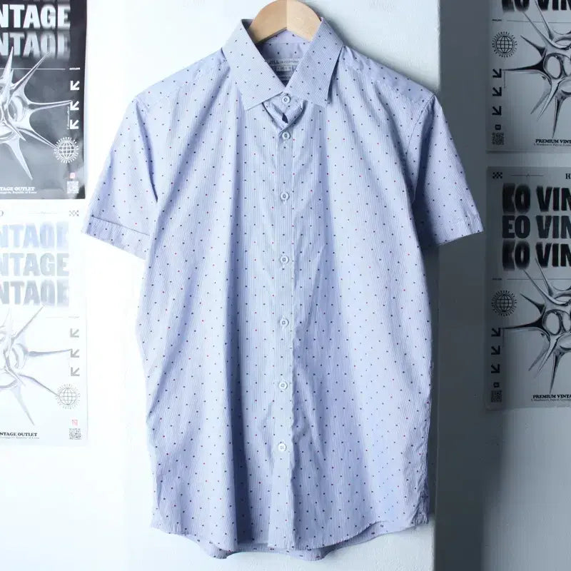 [BUNJANG] Jill Stuart Striped Short Sleeve Shirt / (M-L) 질스튜어트 반팔 카라 티셔츠 셔츠 남방 스트라이프-183AA