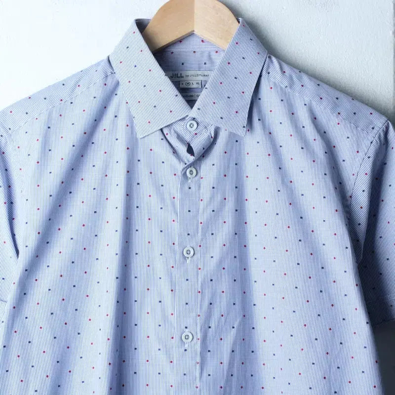 [BUNJANG] Jill Stuart Striped Short Sleeve Shirt / (M-L) 질스튜어트 반팔 카라 티셔츠 셔츠 남방 스트라이프-183AA