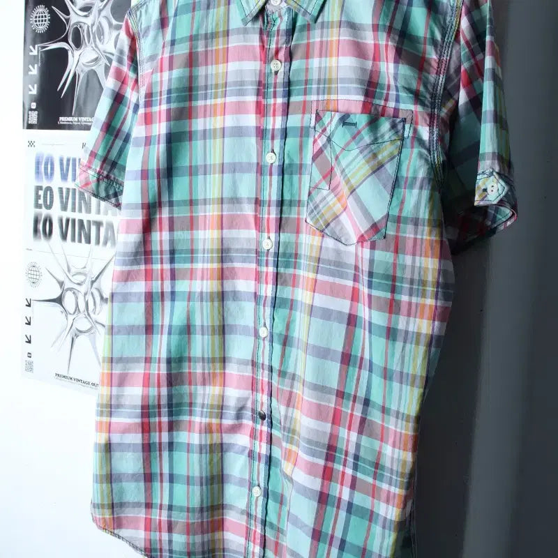 [BUNJANG] Tommy Hilfiger Checkered Polo Shirt / (M-L) 타미힐피거 반팔 카라 티셔츠 셔츠 남방 체크 그린-183AC