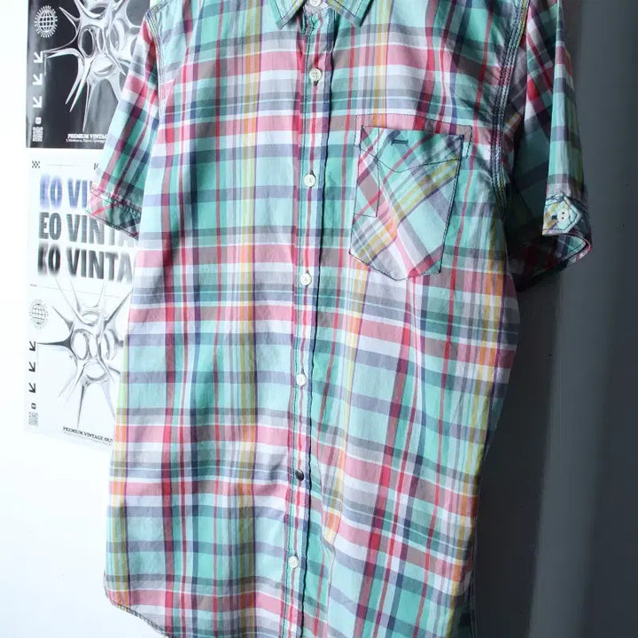 [BUNJANG] Tommy Hilfiger Checkered Polo Shirt / (M-L) 타미힐피거 반팔 카라 티셔츠 셔츠 남방 체크 그린-183AC