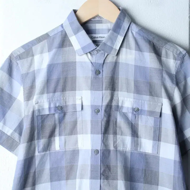 [BUNJANG] Calvin Klein Checkered Pocket Polo Shirt / (S-M) 캘빈클라인 반팔 카라 티셔츠 셔츠 남방 체크 포켓-183B4