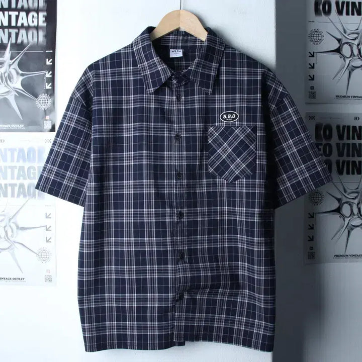 [BUNJANG] OiOi Checkered Collar Shirt / (L-XL) 오아이오아이 반팔 카라 티셔츠 셔츠 남방 체크-183B6