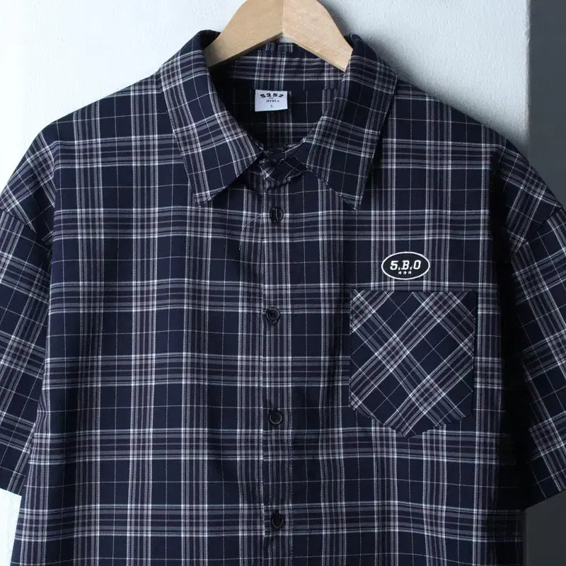 [BUNJANG] OiOi Checkered Collar Shirt / (L-XL) 오아이오아이 반팔 카라 티셔츠 셔츠 남방 체크-183B6