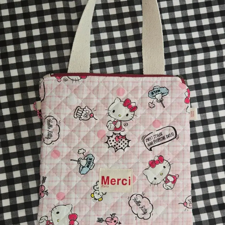 [BUNJANG] Hello Kitty Quilted Tote Bag / 헬로키티 퀼팅 가방 토트백 2종 택1 특가
