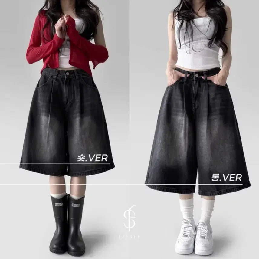 [BUNJANG] Black Denim Bermuda Shorts L / 흑청버뮤다 L