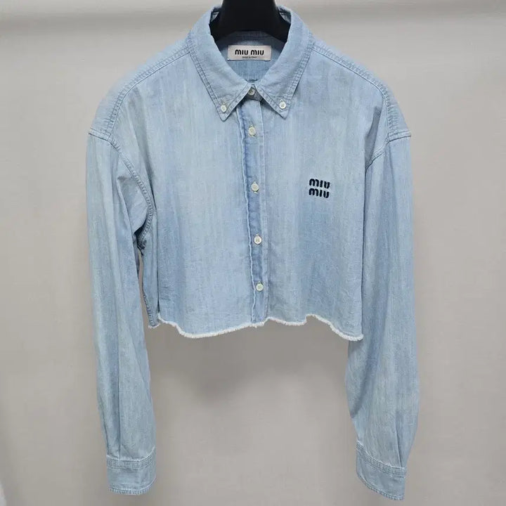 [BUNJANG] Miu Miu Chambray Crop Shirt (Size 40) / 미우미우 샴브레이 크롭 셔츠 40사이즈 판매