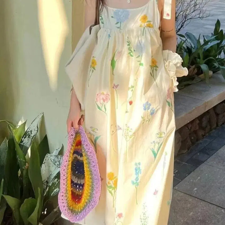 [BUNJANG] Beach Flower Long Dress - M / 해변 플라워 롱원피스-M