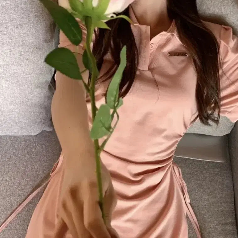 [BUNJANG] Unbranded Slim Fit Mini Dress - M / 카라 스트링 슬림핏 미니원피스-M