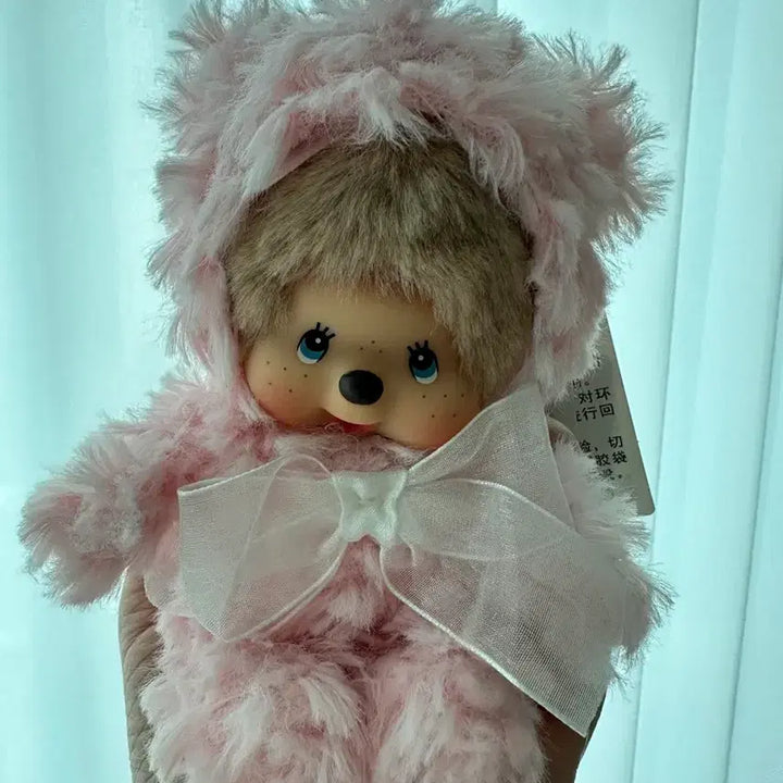 [BUNJANG] Pink Bear Monchhichi Beaded Charm Keychain / 핑크베어 몬치치 키링 새상품