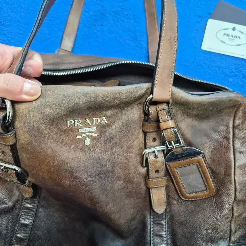 [BUNJANG] Prada Vintage Brown Leather Tote Bag / 프라다 브라운 가죽 토드백