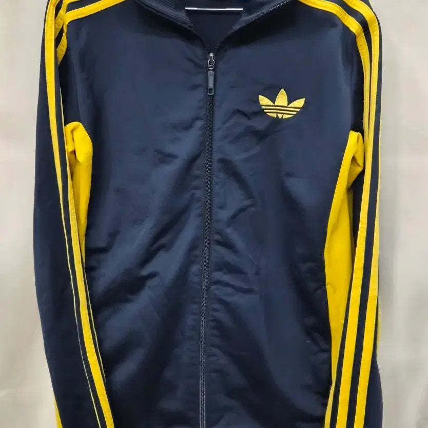[BUNJANG] Adidas Navy/Yellow Three Stripes Track Top / 아디다스 네이비/옐로우 삼선 트랙탑