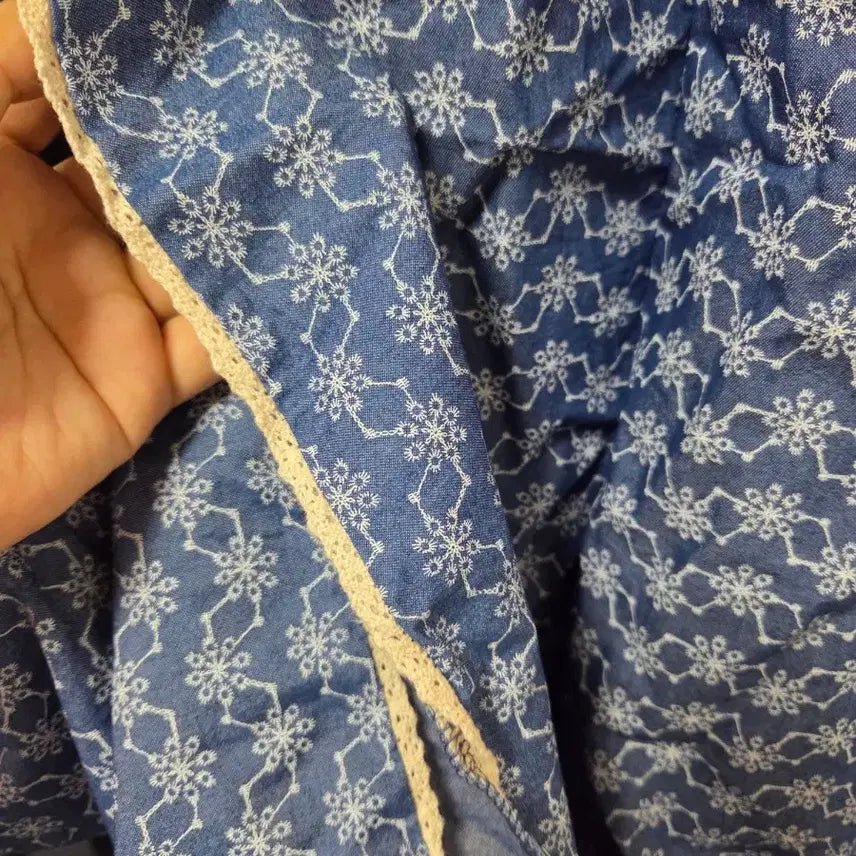 [BUNJANG] Blue Flower Pattern Long Dress / 블루 플라워 패턴 롱 원피스