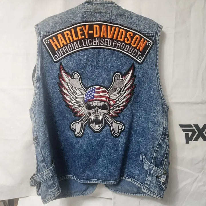 [BUNJANG] Harley-Davidson Denim Washed Vest, Size L / 할리데이비 데님 워싱 조끼  LL 사이즈