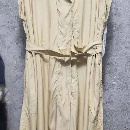 [BUNJANG] System Beige Long Dress with Belt / 시스템원피스