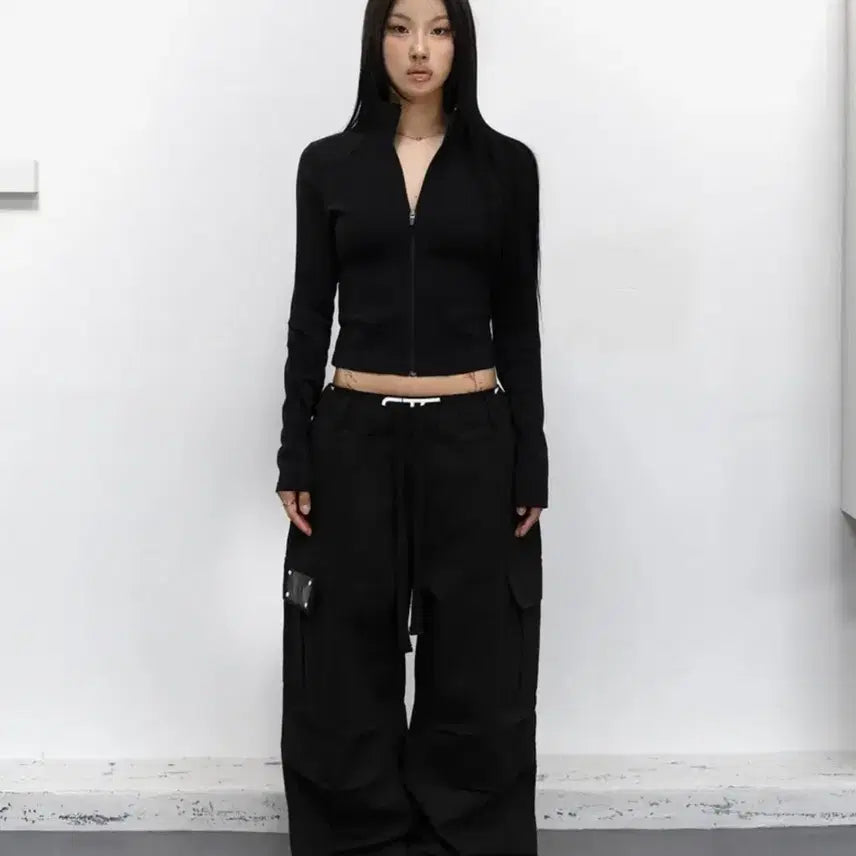 [BUNJANG] CTC Leather Patch Cargo Pants (Black) / 씨티씨 / Leather patch cargo pants (black)