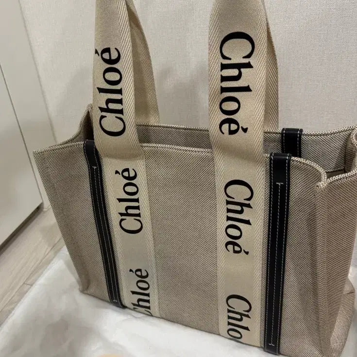 [BUNJANG] 끌로에 Chloe 토트백 우디 카바스백 네이비/캔버스백 / 끌로에 Chloe 토트백 우디 카바스백 네이비/캔버스백