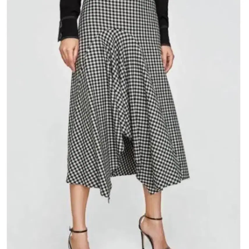 [BUNJANG] ZARA Check Asymmetrical Long Skirt - Size S / ZARA 체크 언발란스 롱 스커트 S