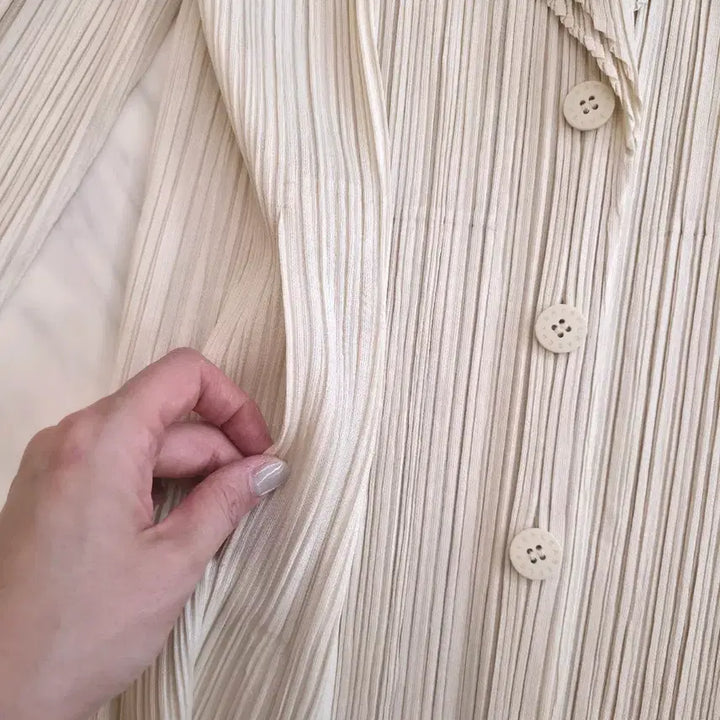 [BUNJANG] Pleats Please Beige Cardigan Jacket / 플리츠플리즈 자켓