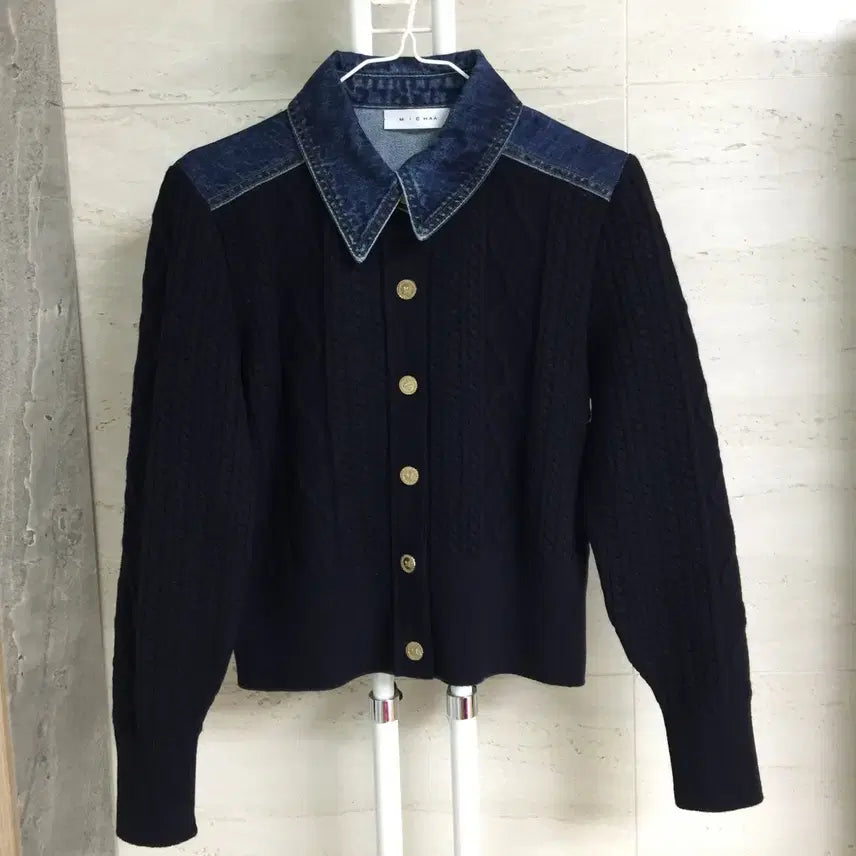 [BUNJANG] MICHAA Denim Cable Cardigan / MICHAA 미샤 23 데님 카라 케이블 가디건 55