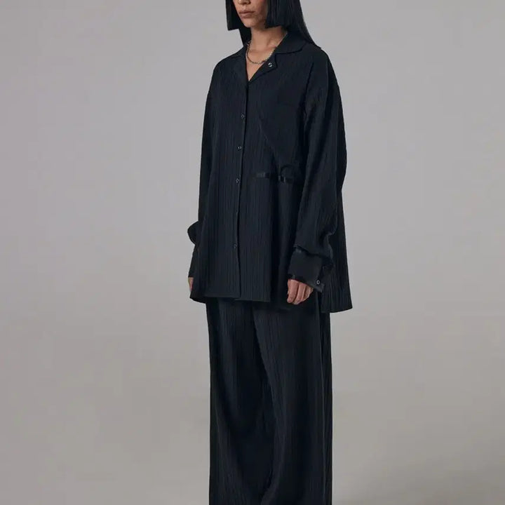 [BUNJANG] Triming Bird Easy Wear Set-up Shirt - Black / 트리밍버드 이지웨어 셋업 셔츠 블랙