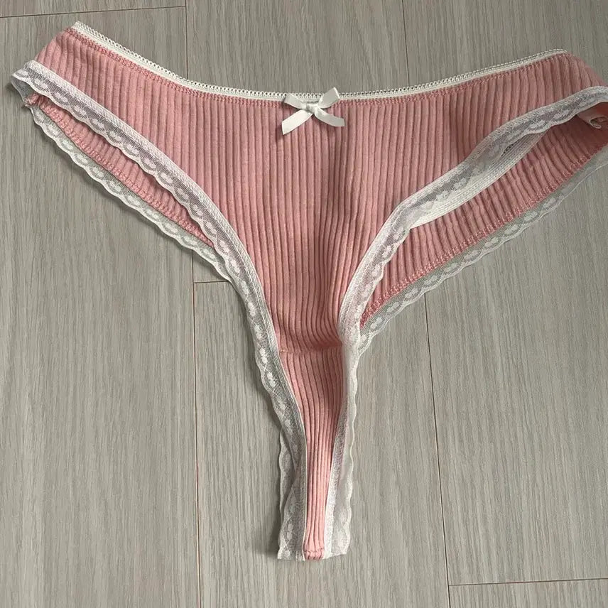 [SOLD OUT] 핑크 골지 레이스 여성 팬티