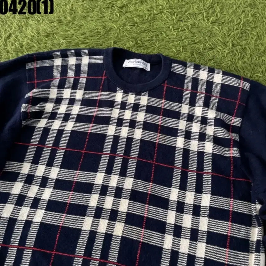 [BUNJANG] Burberry Check Knit Navy / 버버리 체크 니트 Navy 100-105