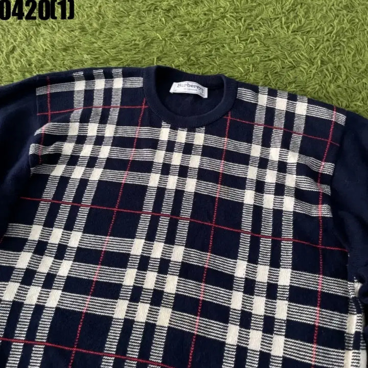 [BUNJANG] Burberry Check Knit Navy / 버버리 체크 니트 Navy 100-105