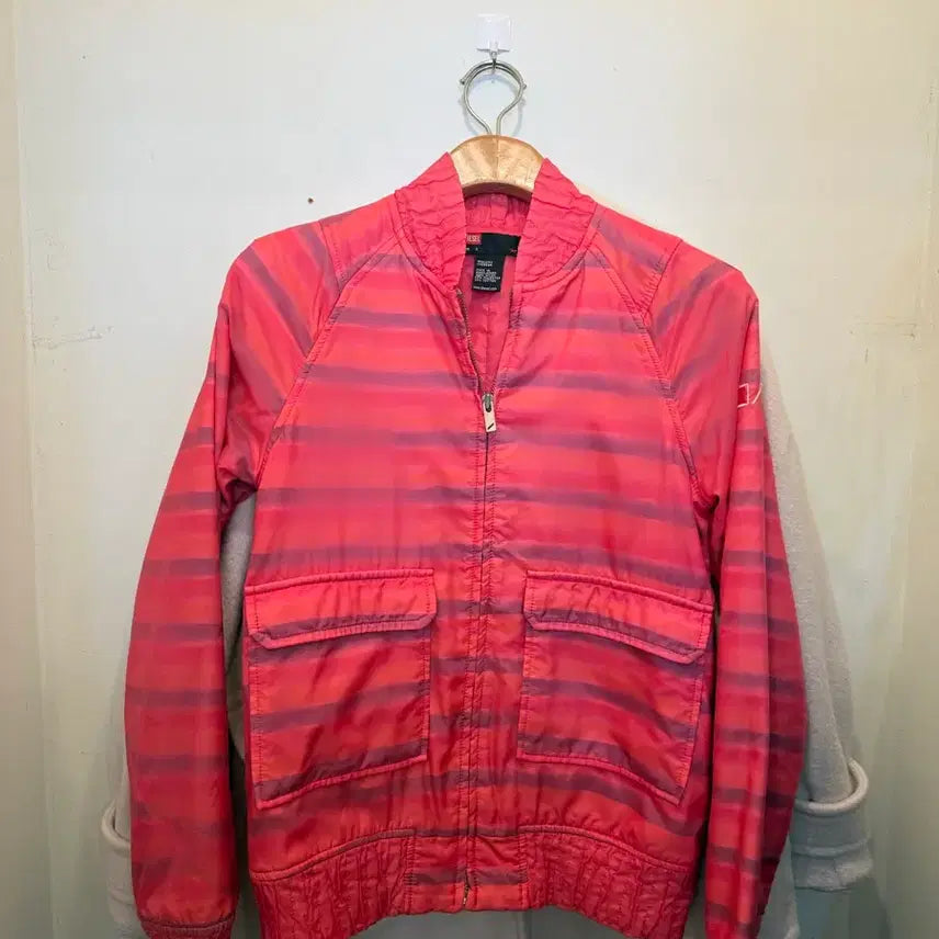 [BUNJANG] DIESEL Pink Stripe Bomber Jacket / DIESEL 디젤 핑크 스트라이프 봄버 자켓