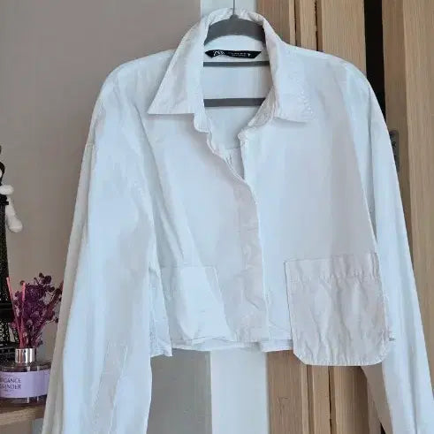 [BUNJANG] Zara White Cropped Shirt M / 자라 화이트 크롭 셔츠 M