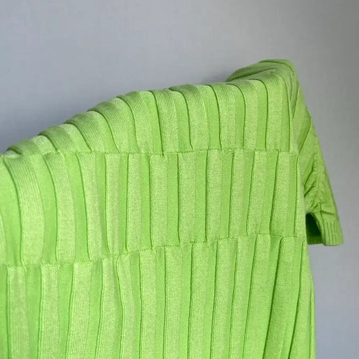 [BUNJANG] Ribbed Short Sleeve Turtleneck Knit Top / 골지 반팔 니트 목폴라