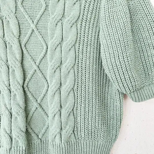 [BUNJANG] Green Knit with Detachable Collar / 그린 니트