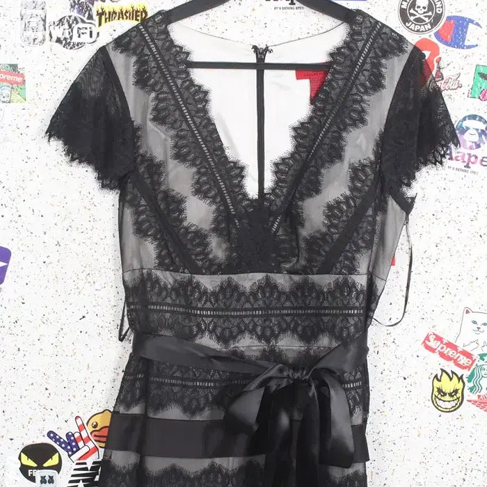 [BUNJANG] JS Collection Striped V-neck Dress / 여성 38사이즈/ JS컬렉션 단가라 브이넥원피스 드레스